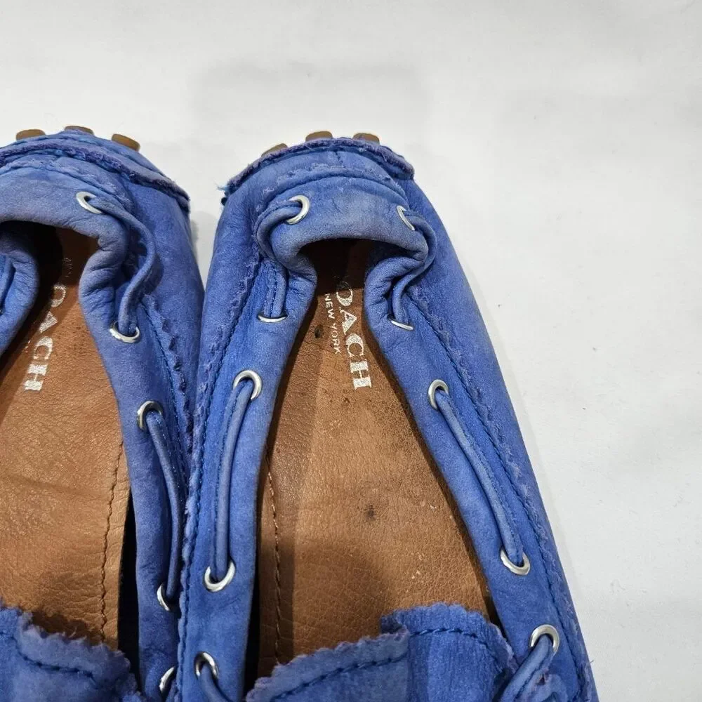 Coach Nadia Blue Nubuck Leather Tassel Driving Moccasins Loafers Women's 7B